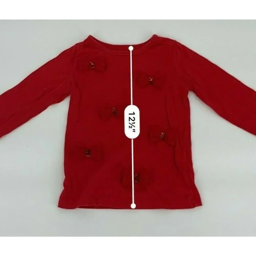 Carters Toddler Girls T-Shirt Long Sleeve Bow Print Cotton Red Size 2T